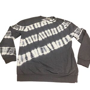 Cat and Jack Gray and White Tye Dye Strip Pull Over Sweatshirt